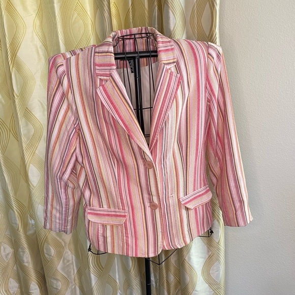 pink striped blazer
